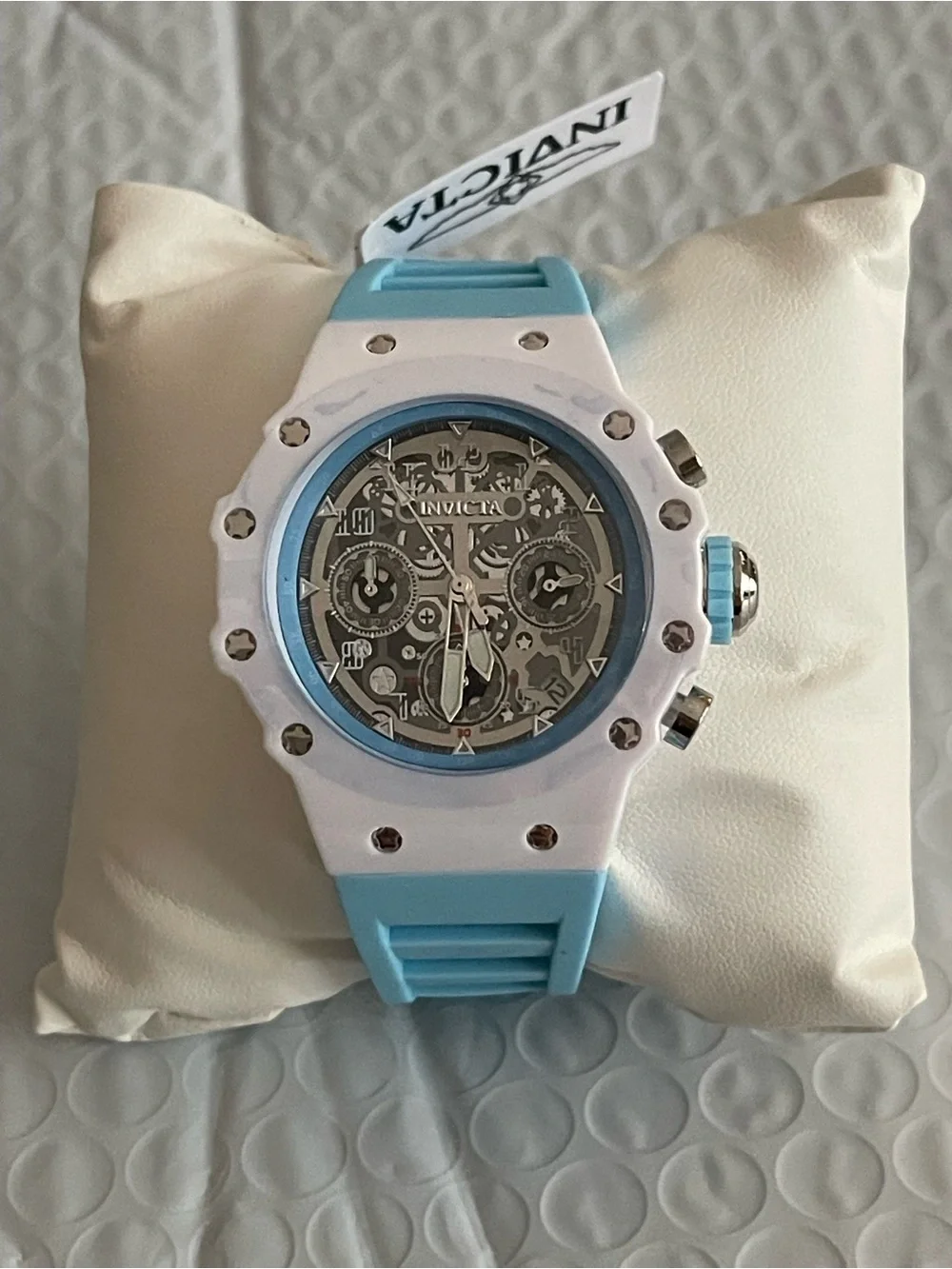 Invicta Racing Apexium Unisex Watch - 41mm, Light Blue & white, new
